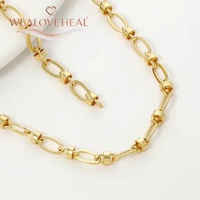Noeud en laiton plaqué or 18 carats, Hip Hop Punk, chaîne à maillons, collier, Bracelet, accessoires de bijouterie à faire soi-même, résultats faits à la main