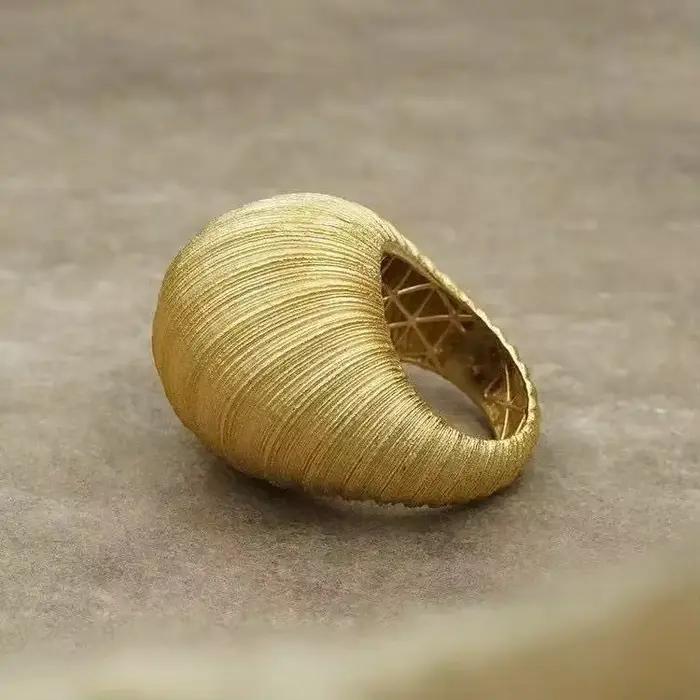 Bague artisanale élégante en tissage doré, Style Simple et à la mode, accessoire de bijoux rond en forme d'œuf, recommandé par les clients