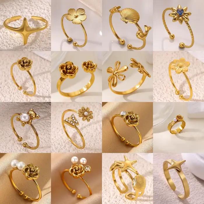 Proposure Anillos pour femmes mignon Rose fleur fleurs couleur or bague anniversaire romantique en acier inoxydable bijoux cadeau de mariage