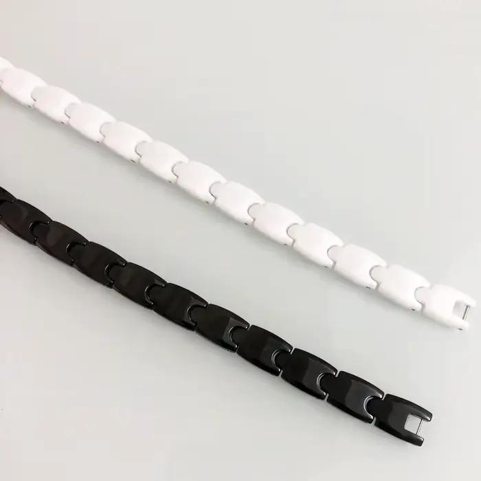 Bracelets bio-magnétiques en céramique noir/blanc pour hommes, bracelet en hématite au germanium, bracelet de couple pour homme et femme, bijoux santé, cadeau