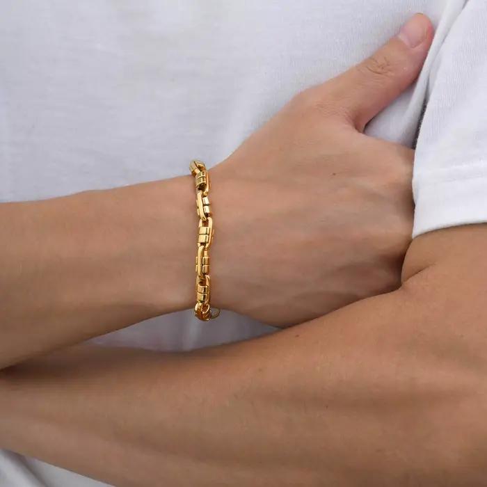 Bracelets de chaîne faits à la main de couleur or pour hommes, bracelet de chaîne en acier inoxydable imperméable, cadeau de bijoux Simple et décontracté