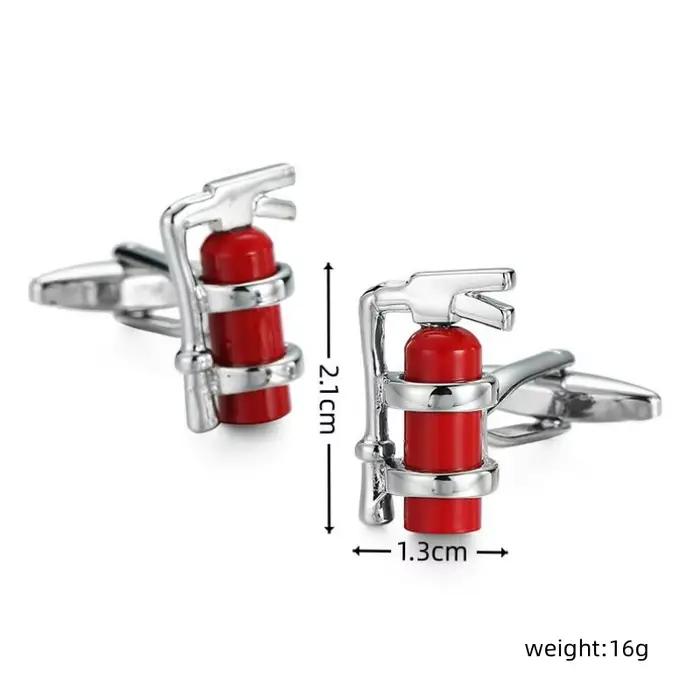 Boutons de manchette haut de gamme en matériau rouge pour pompiers, modèle design, pour chemise française, cadeau premium pour amis