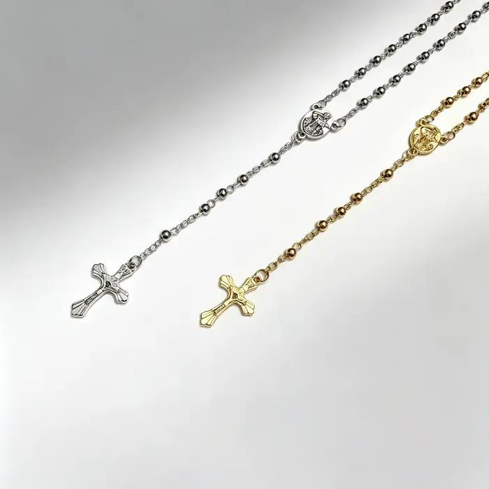Collier religieux en alliage de zinc avec croix et pendentif Vierge pour homme et femme pour occasions spéciales et quotidiennes