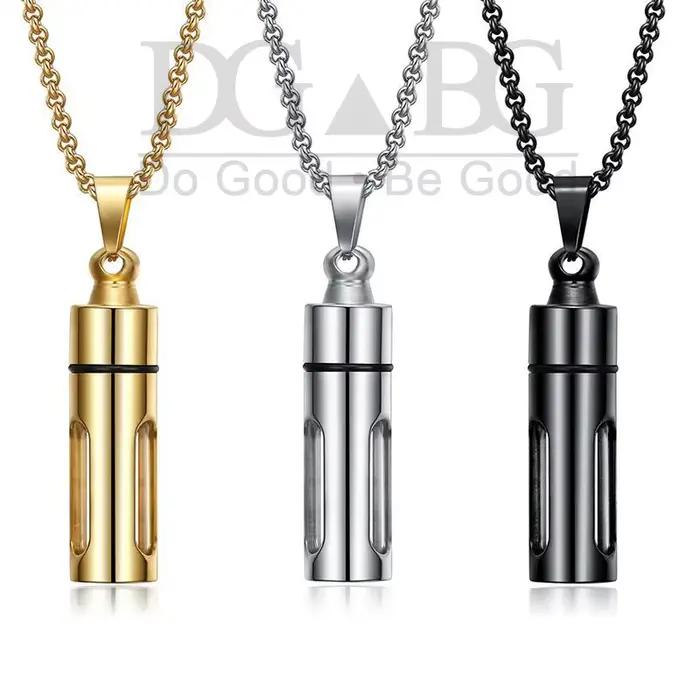 Urne Pandant porte-cendres funéraires collier de crémation Souvenirs souvenir pour animaux de compagnie bijoux commémoratifs cadeau cylindre en verre en acier inoxydable