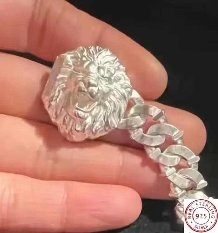 Bracelet vintage tête de lion, style audacieux, bijoux polyvalents unisexes pour couple et joli cadeau