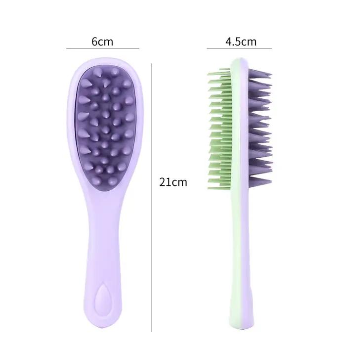 Brosse de massage du cuir chevelu à poils doux, peigne de lavage des cheveux, manche antidérapant, utilisation humide ou sèche pour l'exfoliation et le soin des pellicules