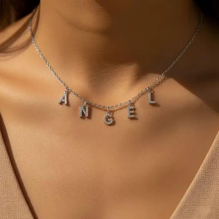 Collier avec nom initial personnalisé en acier inoxydable pour femmes, pendentif lettre Alpahbet, plaqué or 18 carats, collier initial, breloques de déclaration