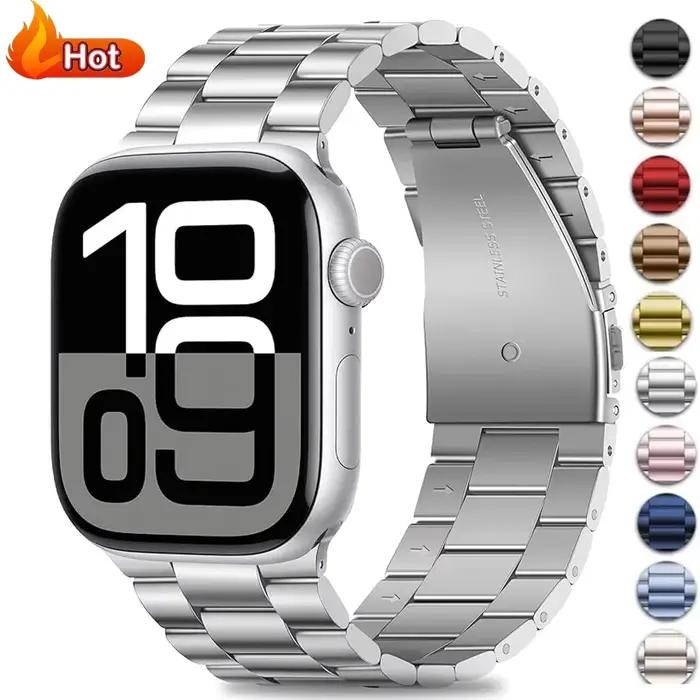 Bracelet en acier inoxydable pour Apple Watch Ultra 3/2, 46mm 49mm 40mm 44mm 42mm 41mm 45mm, IWatch série 11 10 9 8 7 SE 6