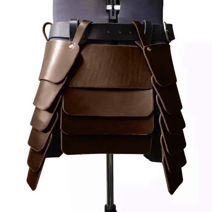 Armure de jambe de chevalier Viking médiéval, ceinture à pompons en cuir, jupe de combat du roi celtique de Larp Renaissance pour Costume de Cosplay de reconstitution