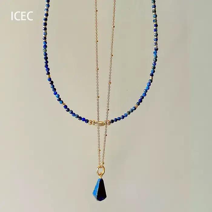 Collier de perles bleues au Design de Niche, tempérament de Style chinois, sens haut de gamme, Style froid, chaîne de clavicule superposée