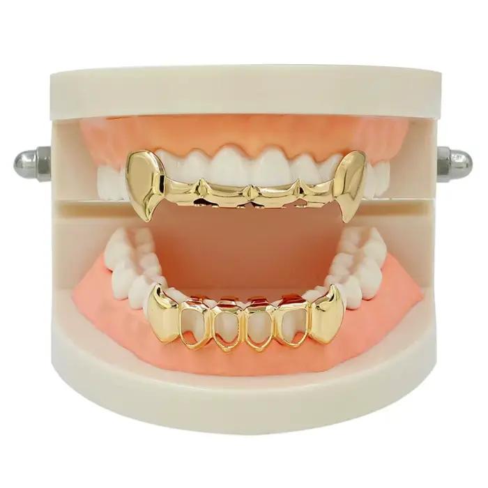 TOPGRILLZ-dents de Hip-Hop plaquées couleur or, demi-Fang, Slim, ensemble pour fond inférieur, creux