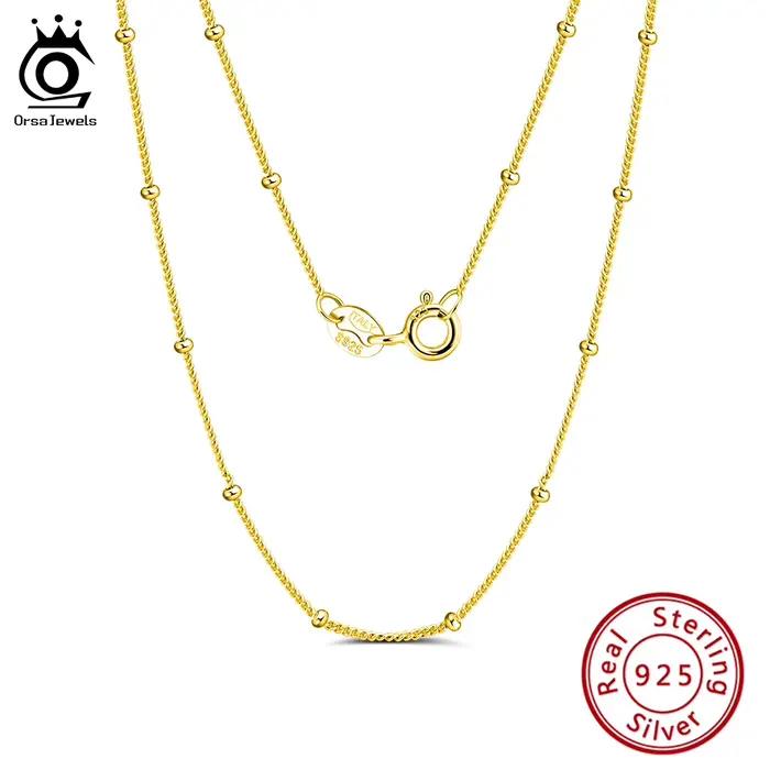 ORSA JEWELS – collier chaînes Satellite en argent Sterling 925 véritable, pour unisexe, chaîne de cou de 40 à 60cm, accessoires quotidiens SC22