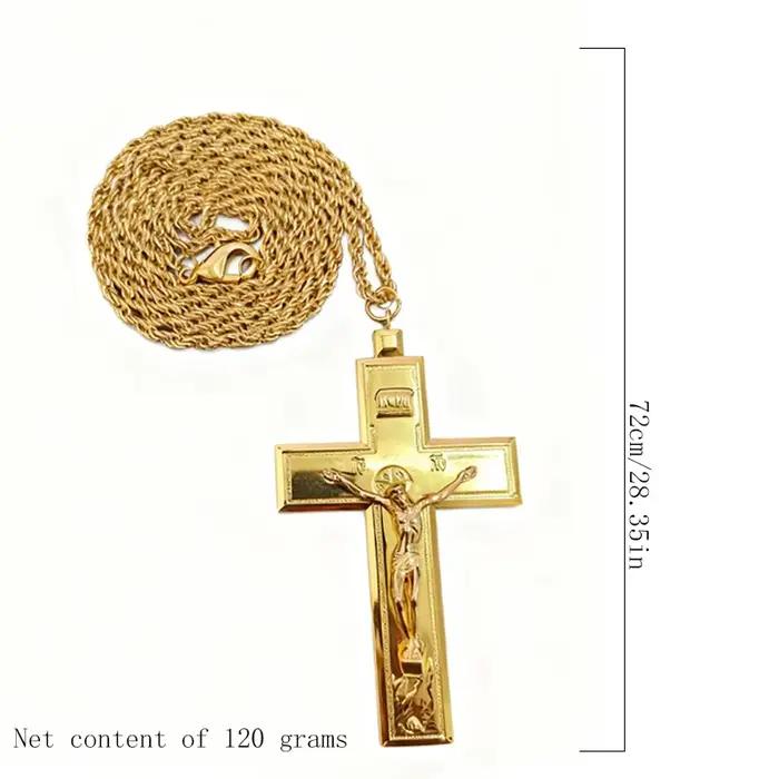 Collier pendentif croix de Jésus plaqué or design crucifix INRI bijou chrétien pour homme femme occasions religieuses et personnelles