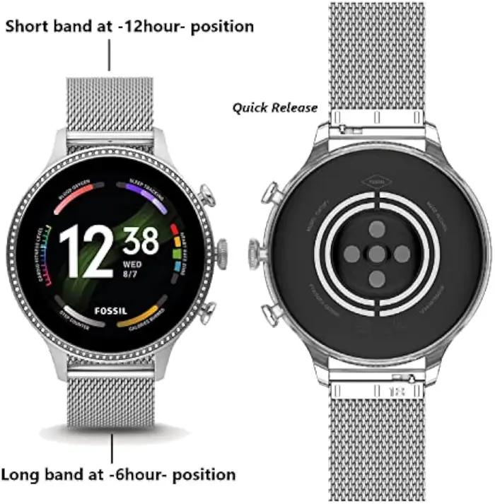 Bracelet de montre en maille d'acier inoxydable, bracelet de remplacement à dégagement rapide 12mm 14mm 16mm 18mm 20mm 22mm pour hommes et femmes