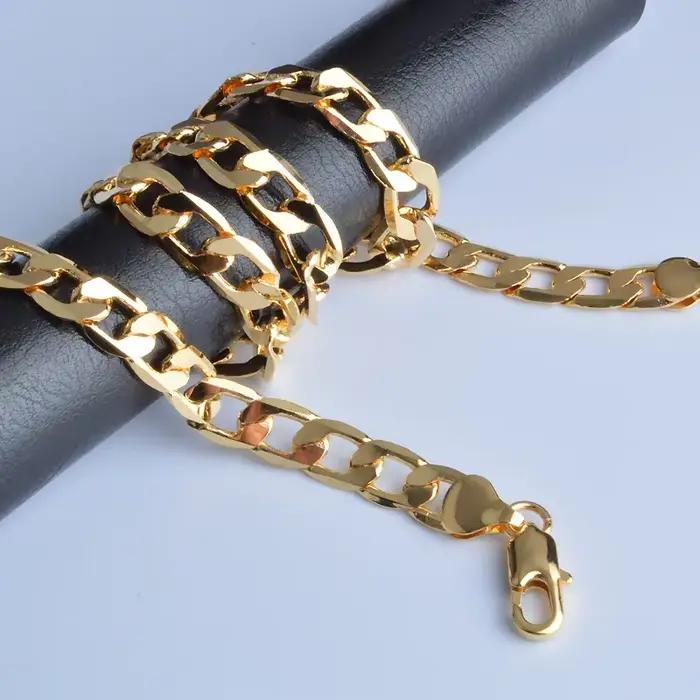 Nouveaux colliers en or 18 carats, 20 pouces, chaîne classique de 8 mm, pour hommes, bijoux de haute qualité, cadeaux pour mariage et fête
