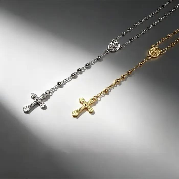 Collier religieux en alliage de zinc avec croix et pendentif Vierge pour homme et femme pour occasions spéciales et quotidiennes