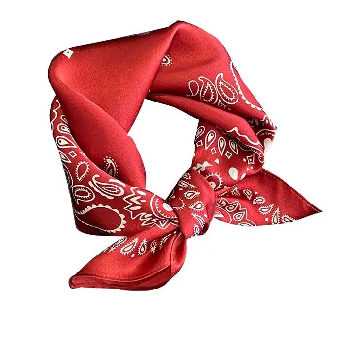 100% véritable Foulard en soie femmes col carré cravate poignet châles enveloppes pour dames Foulard foulards Pashmina femme Hijab Bandana bufanda