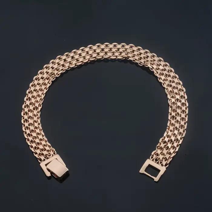 1 pièces 585 couleur or Rose femmes Bracelet tissage bijoux hommes Bracelet nouveau