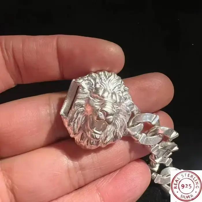 Bracelet vintage tête de lion, style audacieux, bijoux polyvalents unisexes pour couple et joli cadeau