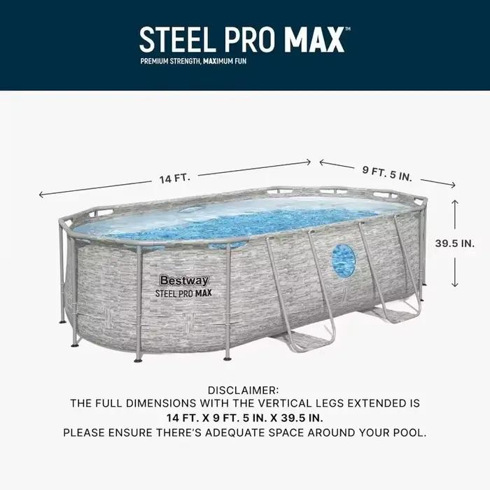Piscine hors sol ovale Bestway Power Steel Swim Vista, structure métallique personnalisée pour jardin extérieur