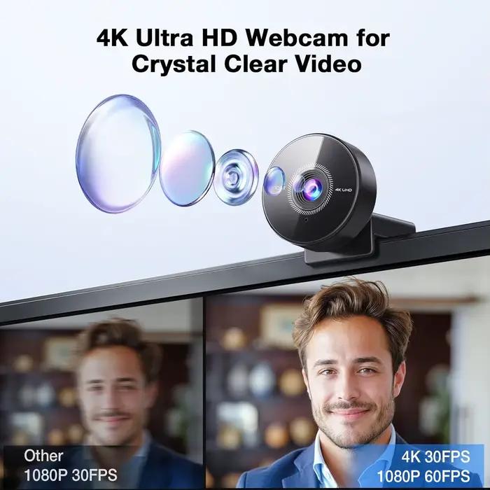 Webcam 4K caméra Web 1080P 60fps avec Microphone Mini caméra USB pour ordinateur/ordinateur de bureau/ordinateur portable Webcam EMEET