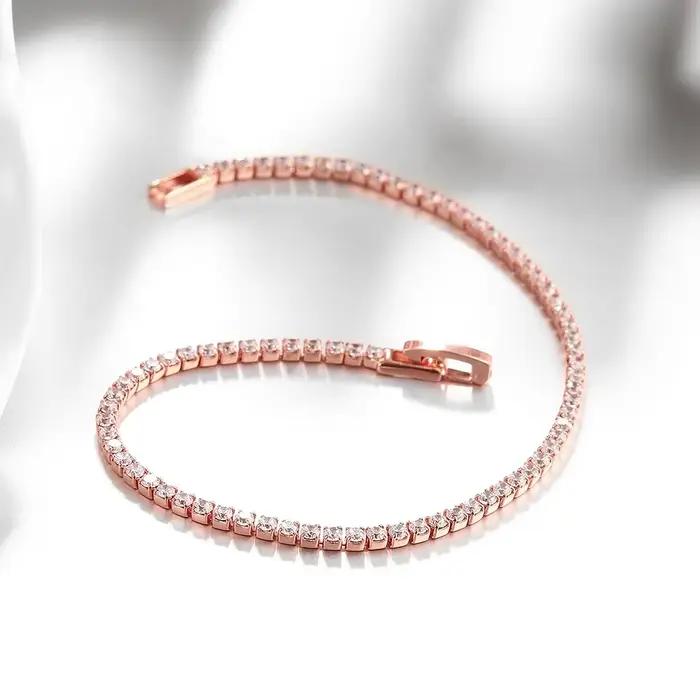 Bijoux en argent Sterling 925, Bracelet de Tennis de 16cm à 19cm, zircone de 2mm, cadeau d'anniversaire, Bracelet en argent Sterling véritable