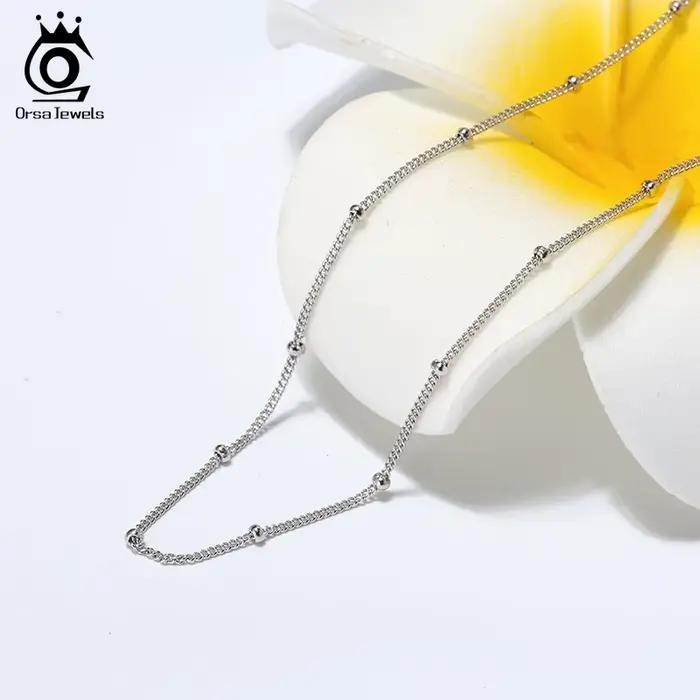 ORSA JEWELS – collier chaînes Satellite en argent Sterling 925 véritable, pour unisexe, chaîne de cou de 40 à 60cm, accessoires quotidiens SC22