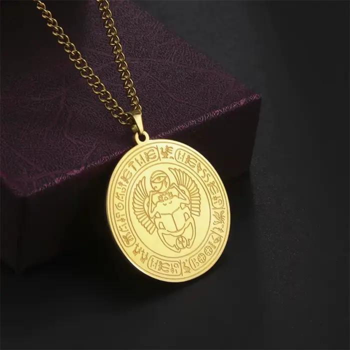 Collier Rond en Acier Inoxydable pour Homme, Pendentif Rond en Or, JoChoker, Bijoux de Collier, Cadeaux pour Garçons, Vente en Gros