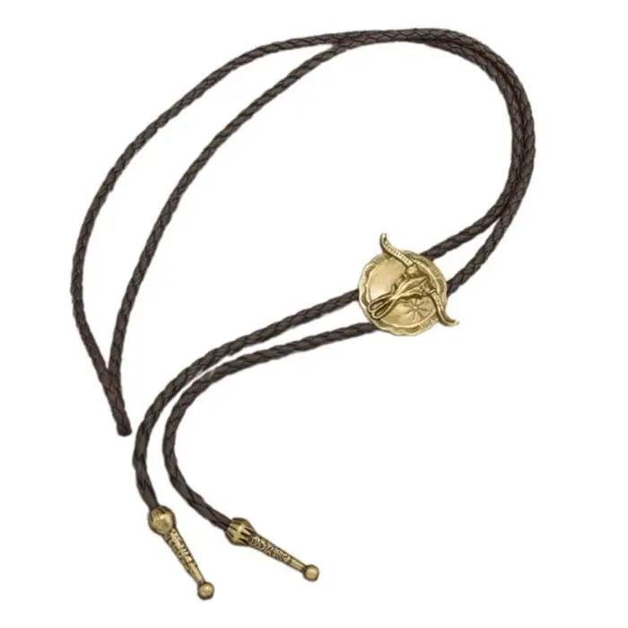 Collier bolo à tête taureau cowboy en nylon pour femmes audacieuses et décontractées, style Far West, idéal pour balades et soirées festives