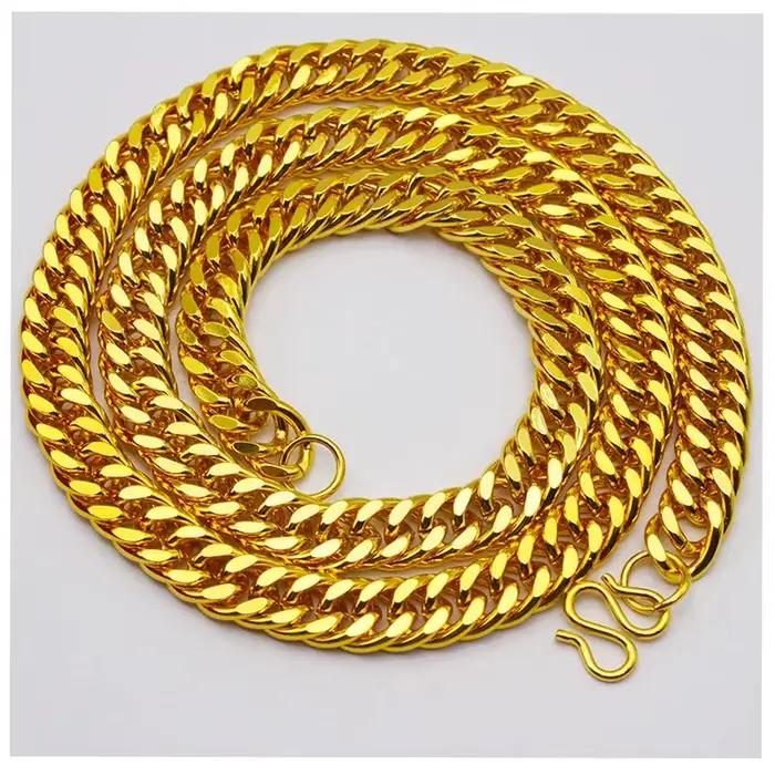 Collier lourd pour hommes en or massif 24 carats AU999, 60 cm, chaîne de déclaration audacieuse pour les affaires et les vêtements décontractés