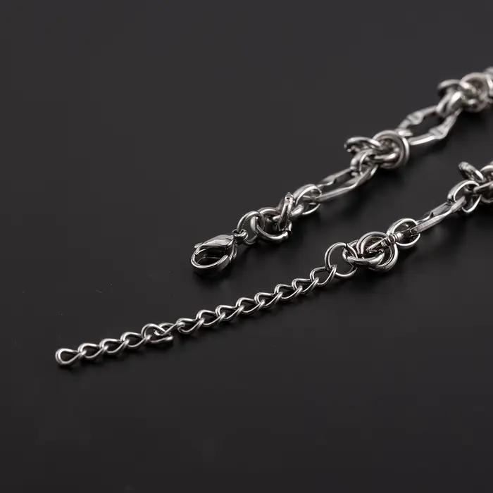 Bracelet en acier titane pour hommes et femmes, maillon de chaîne irrégulier avec détail de nœud, chaîne d'extension réglable, bijoux quotidiens tendance