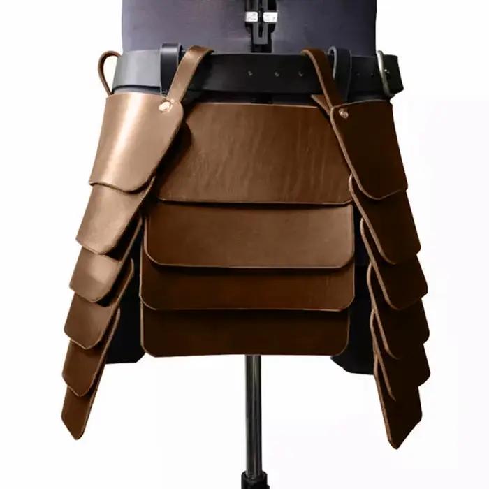 Armure de jambe de chevalier Viking médiéval, ceinture à pompons en cuir, jupe de combat du roi celtique de Larp Renaissance pour Costume de Cosplay de reconstitution