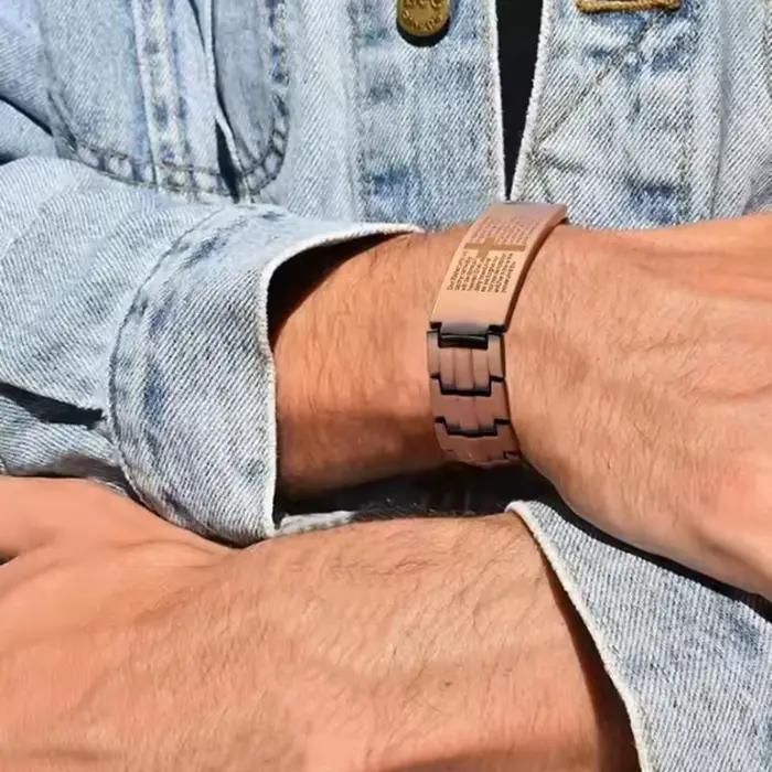 Bracelet Magnétique Pour Hommes Chaîne et Maillons Alliage de Cuivre Plaqués Aimants Puissants Occasions Spéciales Cadeau De Noël