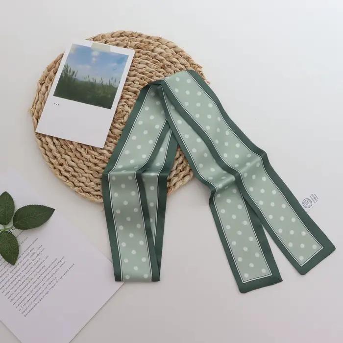 Petit foulard en soie de haute qualité pour femmes, cravate pour cheveux, décoration de cou, sac à bras, ruban à pois, écharpe française, bandeau