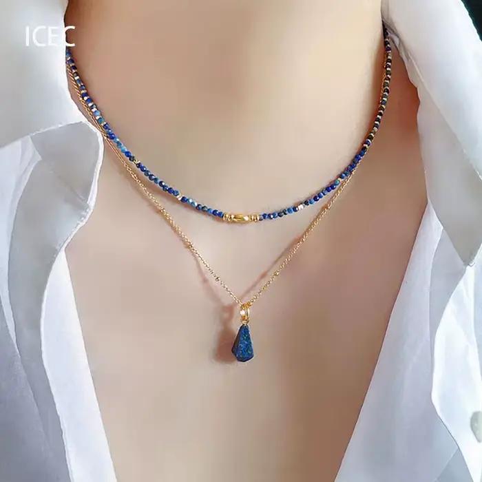 Collier de perles bleues au Design de Niche, tempérament de Style chinois, sens haut de gamme, Style froid, chaîne de clavicule superposée