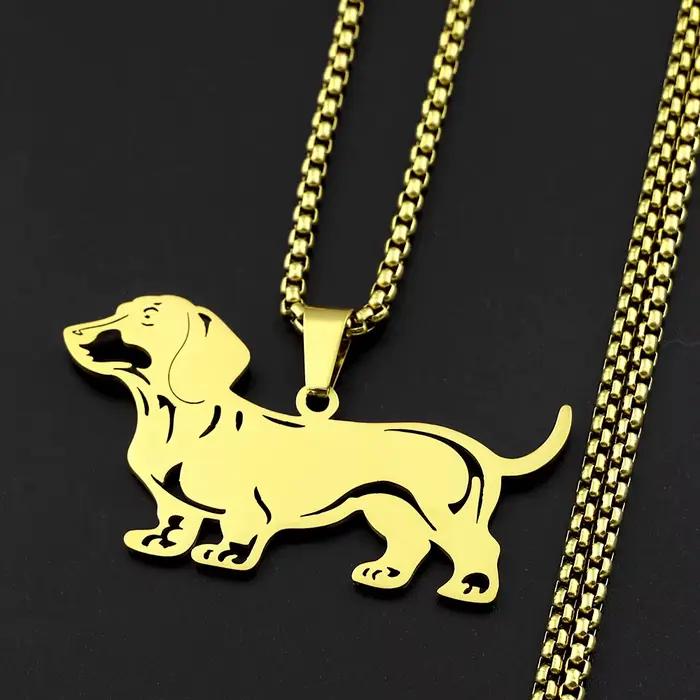 Collier pendentif Doxie Sausage Dog pour femmes et hommes, en acier inoxydable, collier adorable en forme de Teckel Long Doggie Low Rider, bijou cadeau