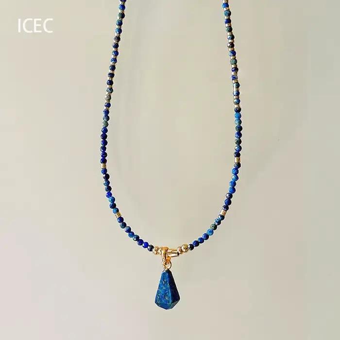 Collier de perles bleues au Design de Niche, tempérament de Style chinois, sens haut de gamme, Style froid, chaîne de clavicule superposée