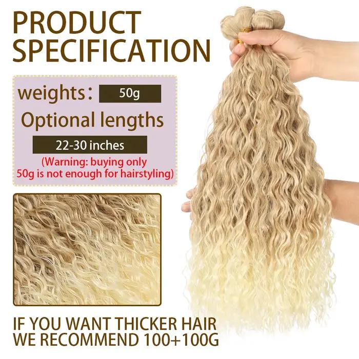 Cheveux longs bouclés blonds synthétiques, tresses en fibre organique, extensions de cheveux ondulés, degré de chaleur naturel, 22 po, 26 po, 30 po