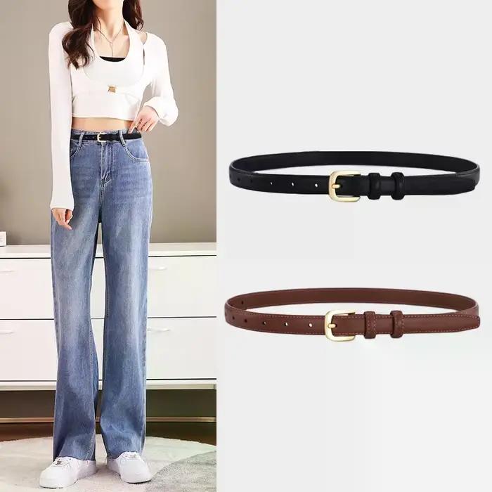 Ceinture en cuir PU pour femmes, avec boucle en métal, sangle de taille Simple et décontractée pour jeans et robes, ceinture décorative, cadeau