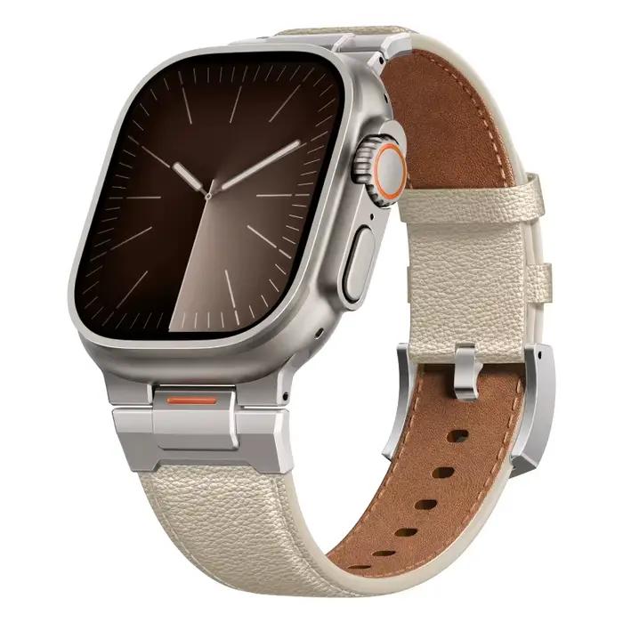Bracelet en cuir pour Apple Watch Ultra 3/2/1 49mm 46mm 45mm 44mm, bracelet de luxe pour hommes pour IWatch Series 11 10 9 8 7 6 5 SE 3 Correa