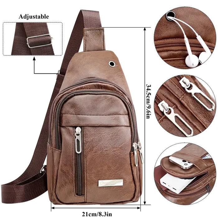 Nouveau sac de poitrine en cuir pour hommes multifonctionnel décontracté mode messager sac à bandoulière pour les Sports de plein air polyvalent sac à bandoulière
