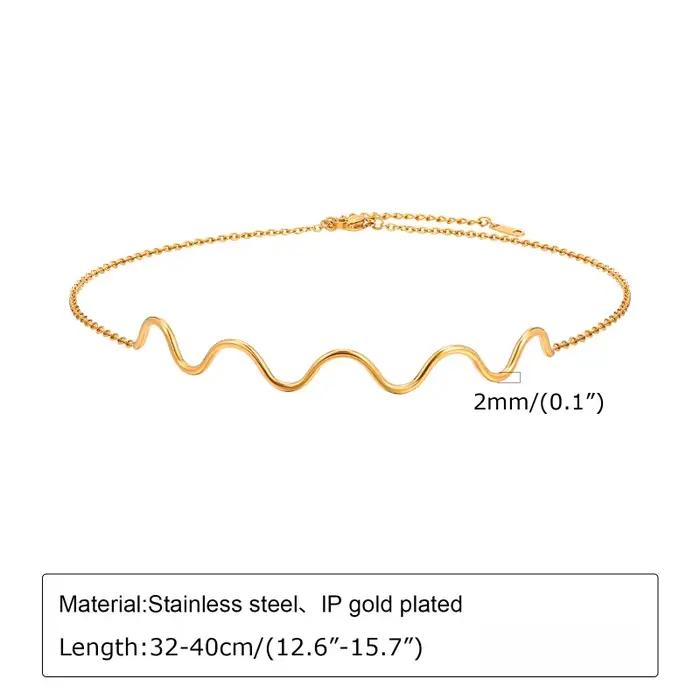 Colliers de cou en acier inoxydable pour femmes, élément de ligne ondulée, collier personnalisé OL, bijoux à la mode, cadeau de fête