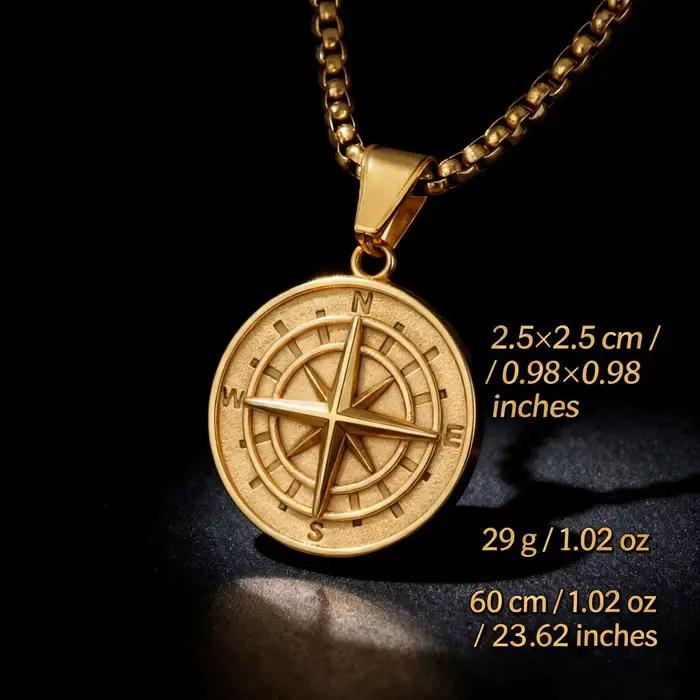 HNSP – collier avec pendentif boussole Vintage en acier inoxydable 316L pour hommes, accessoires de bijoux Viking