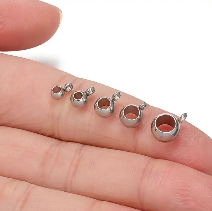 Perles d'espacement en acier inoxydable, pendentif, breloques, fermoirs, perles de bail de document en or pour bijoux à bricoler soi-même, résultats exécutifs, trou de 2-4mm, 10 pièces