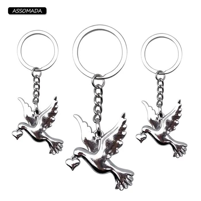 Porte-clés coeur colombe de la paix, clé de voiture Pigeon, cadeau pour femme, homme, fille, garçon, ornement, vente en gros, livraison directe