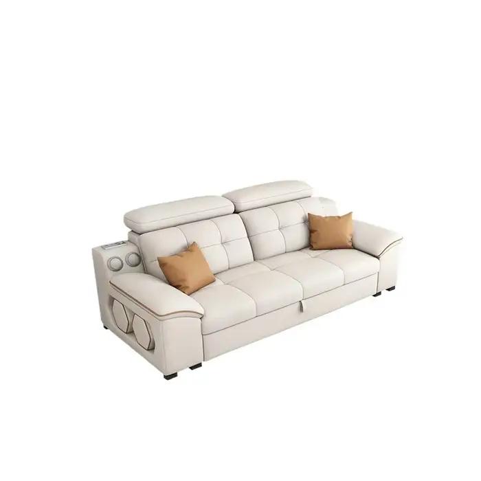 Canapé de luxe en cuir pour Couple, rangement familial, canapé de détente, inclinable et pliable, accessoires pour la maison