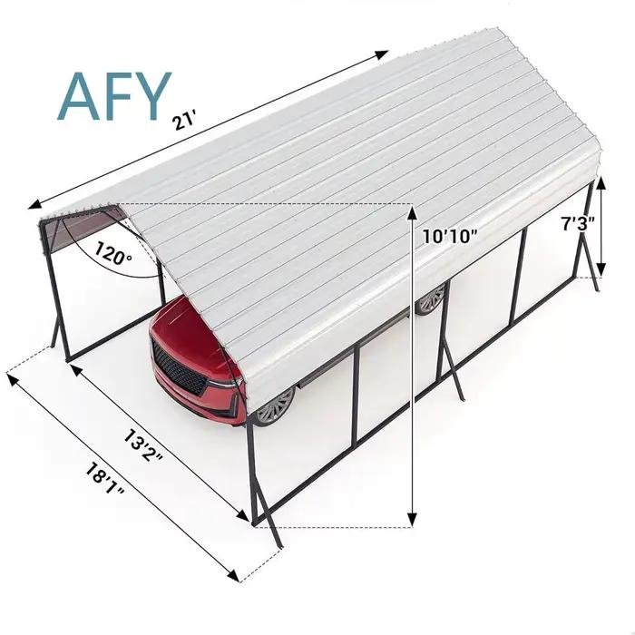 Garage métallique robuste en acier galvanisé avec toit renforcé, base renforcée, pour ombrage extérieur, tracteurs, camions, voitures
