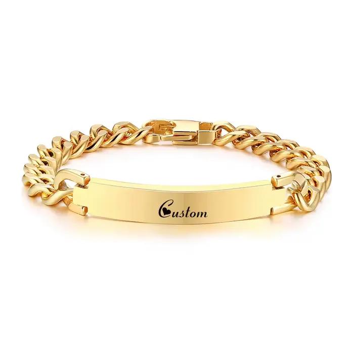 Duo-Bracelet en acier inoxydable pour homme, PERBLY ALIZED, Louisiana, ID TAG FREE, GRAVING CHAINS LINK, BRAZELET