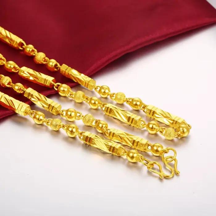Collier hexagonal en or plaqué 18 carats pour homme, motif Bouddha et bambou, bijou exquis, collier ras du cou, cadeau d'anniversaire pour petit ami.