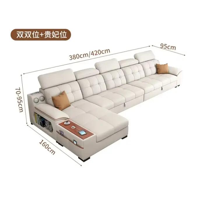 Canapé de luxe en cuir pour Couple, rangement familial, canapé de détente, inclinable et pliable, accessoires pour la maison